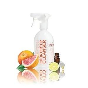 Sapadilla Grapefruit + Bergamot Biodegradable Countertop Cleanser Spray, 16 Ounce, (Pack of 1) 1 Pack Grapefruit + Bergamot - Sapadilla granite Countertop cleaner quartz caldrea sci method wuartz granet giani marble zum