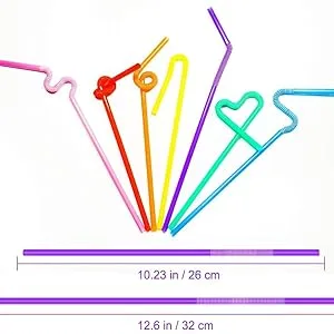 100PCS Flexible Plastic Straws, Colorful Disposable Bendy Party Fancy Straws13inch Extra Long Straws Party Decorations - product information 3