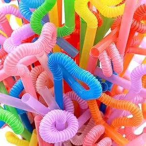 100PCS Flexible Plastic Straws, Colorful Disposable Bendy Party Fancy Straws13inch Extra Long Straws Party Decorations - product information 4
