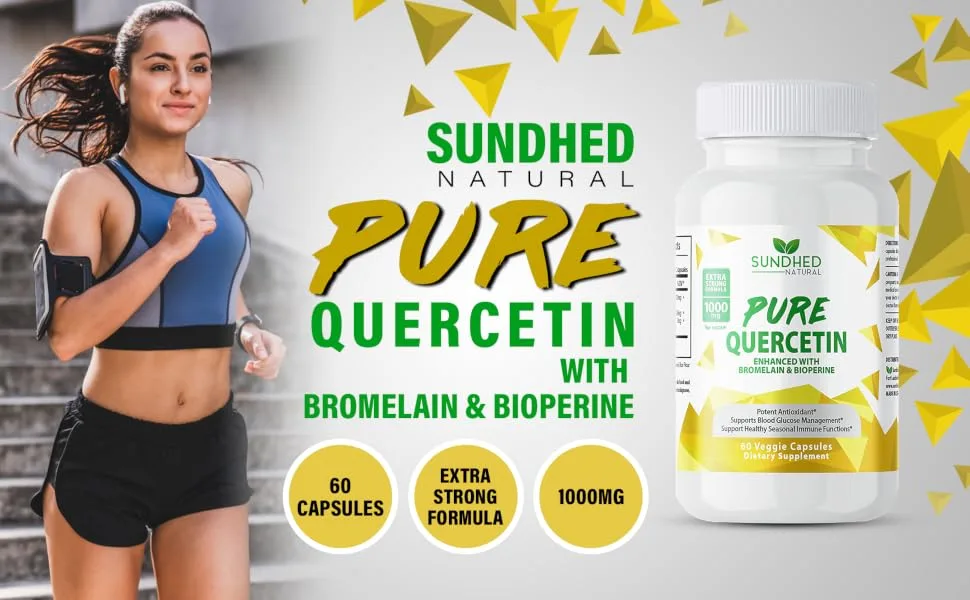 Sundhed Natural Pure Quercetin with Bromelain & Bioperine - Repisratory Health, Immune Support, Anti-oxidant, Anti-inflammatory Action - product information 2
