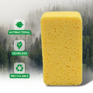 Temede Large Cellulose Sponges, Kitchen Sponges for Dish, 1.4" Thick Heavy Duty Scrub Sponges, Non-Scratch Dish Scrubber Sponge for Household, Cookware, Bathroom, Compressed Packaging 5pcs - Plant-based Cleaning Tool