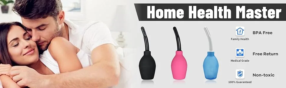 TopQuaFocus Enema Bulb Anal Douches 10oz / 294ml Capacity Vaginal Douche Anal Cleaning Silicone Douche 4.7" Tips Red 294-red - product information 2