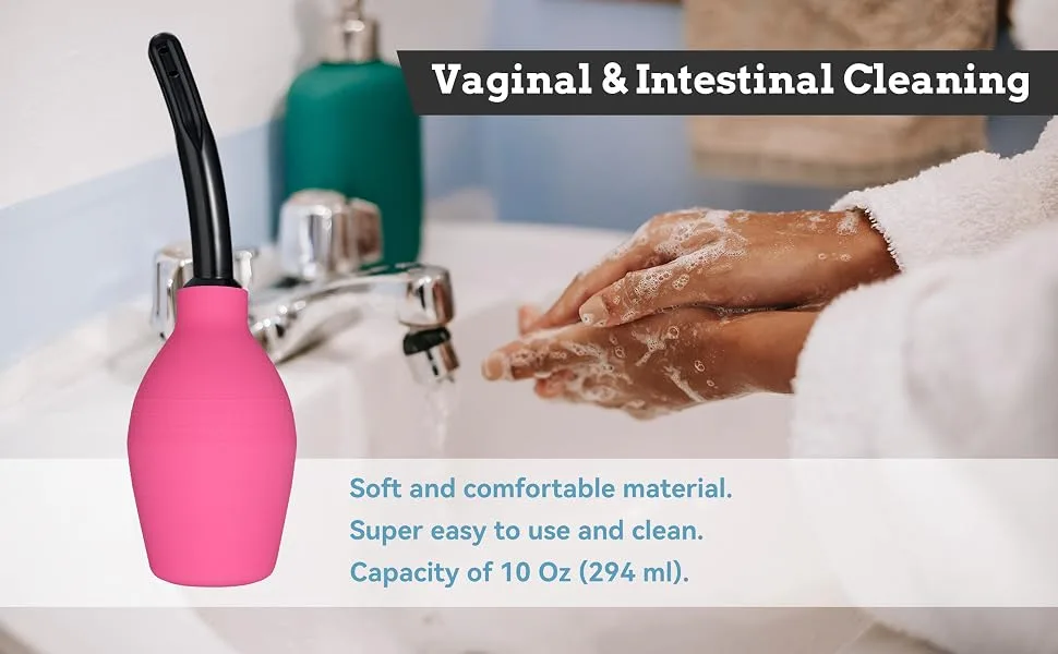 TopQuaFocus Enema Bulb Anal Douches 10oz / 294ml Capacity Vaginal Douche Anal Cleaning Silicone Douche 4.7" Tips Red 294-red - red enema bulb