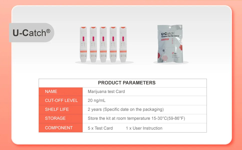 5 PackMarijuana Test Dip Card 20ng/mL: Rapid Drug Screen Card for Dectecting THC Accurate Urine Test for Home Use|Result in 5 Minutes - product information 2