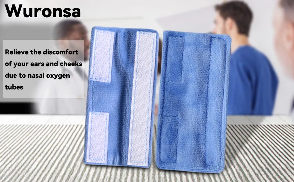 4 Pack Wuronsa Nasal Cannula Cushions, Soft Nasal Oxygen Covers, Soft Cannula Ear Protector for Oxygen Users, Prevent Indentations Irritated Cheek Skin, Prevent Ear Soreness (Blue) - Nasal Cannula Cushions