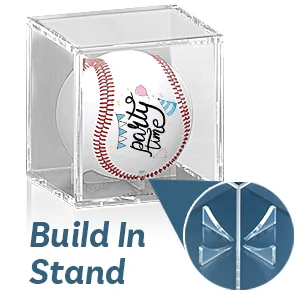 Baseball Display Case, UV Protected Acrylic Cube Baseball Holder Square Clear Box Memorabilia Display & Storage Sports Official Baseball Display Case - Autograph Display - Fits Official Size Ball 1 PACK - Build In Stand
