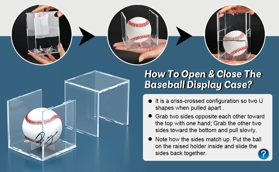 Baseball Display Case, UV Protected Acrylic Cube Baseball Holder Square Clear Box Memorabilia Display & Storage Sports Official Baseball Display Case - Autograph Display - Fits Official Size Ball 1 PACK - How To Open & Close The Baseball Display Case?