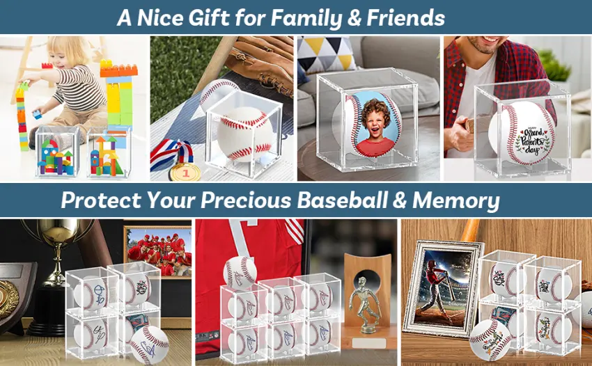 Baseball Display Case, UV Protected Acrylic Cube Baseball Holder Square Clear Box Memorabilia Display & Storage Sports Official Baseball Display Case - Autograph Display - Fits Official Size Ball 1 PACK - Protect Your Precious Baseball & Memory