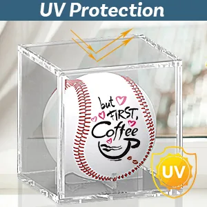 Baseball Display Case, UV Protected Acrylic Cube Baseball Holder Square Clear Box Memorabilia Display & Storage Sports Official Baseball Display Case - Autograph Display - Fits Official Size Ball 1 PACK - UV Protection