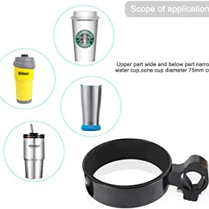 Bike Handlebar Cup Holder Aluminum Alloy Bicycle Water Bottle Holder Tea Coffee Cup Mount Clamp Cycling Accessory Black - product information 18