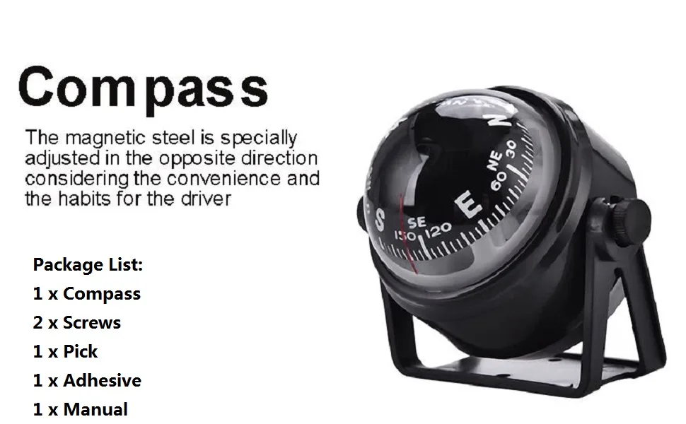 Alomejor Boat Compass Vehicle Car Boat Navigation Compass Ball Compass for Outdoor Camping Hiking Mountaineering - product information 3