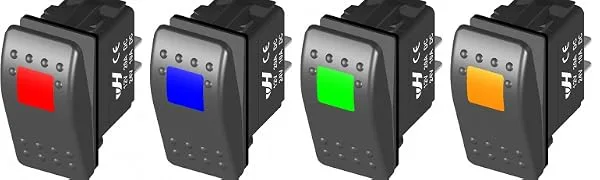 Amarine Made 12v 20 Amp Waterproof LED On/Off Boat Marine SPST 3P Rocker Switch with Light (Blue) - 4 Colors