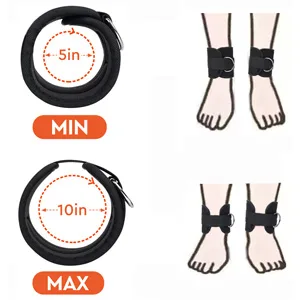 AOHO MOOON Comfortable Adjustable Padded Ankle Wrist Cuffs Neoprene Padded Straps D-Ring Glute Kickback for Cable Machine, Ideal for Glutes Exercises Black - Pair - easy to adjust velcro straps