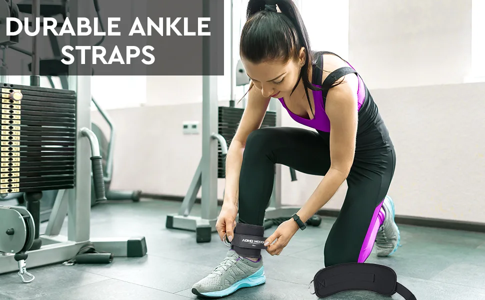 AOHO MOOON Comfortable Adjustable Padded Ankle Wrist Cuffs Neoprene Padded Straps D-Ring Glute Kickback for Cable Machine, Ideal for Glutes Exercises Black - Pair - work out