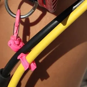 Aquatic Hunt - 2 Pack - Pink Scuba Double Hose Clips, 304 Stainless Steel Closure - Clipped Angle