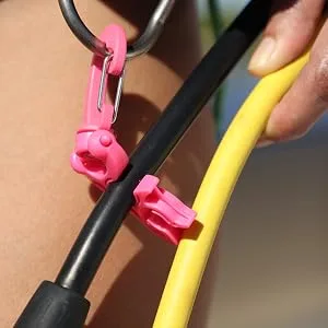 Aquatic Hunt - 2 Pack - Pink Scuba Double Hose Clips, 304 Stainless Steel Closure - Unclipped