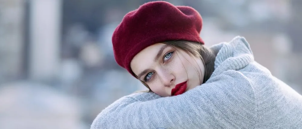 Women French Wool Beret Hats - Solid Color Classic Beanie Winter Cap Black - beret