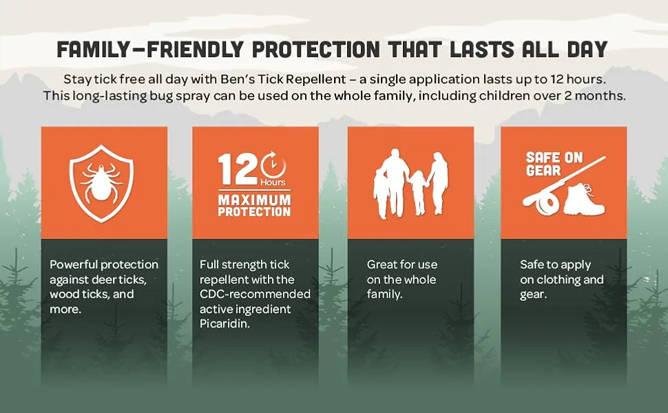 Bens Tick Repellent Picaridin 6oz - Family Friendly insect protection