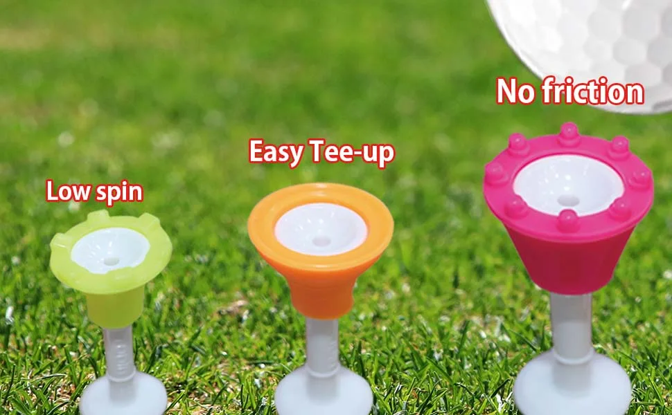 BIRDIE79 Upgraded Premium Big Head(Silicone) Golf Tees 3-1/4  Height Adjustable  Easy Tee Up -Tee Off with Greater Consistency  Excellent Durability  Golf Tee Hanger  1Pack(9ea Tees+2ea Figures) - golf tee, height adjustable golf tee, funny golf tee, rubber golf tee