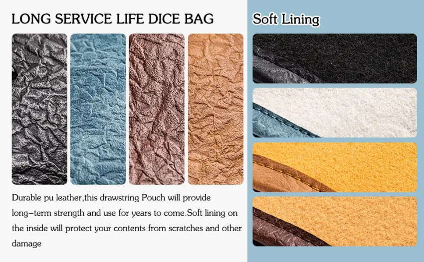 PU Leather Dice Bag Drawstring Bag Dice Pouch for D&D Dices, Coins,Game and Accessories BROWN - Durable pu leather