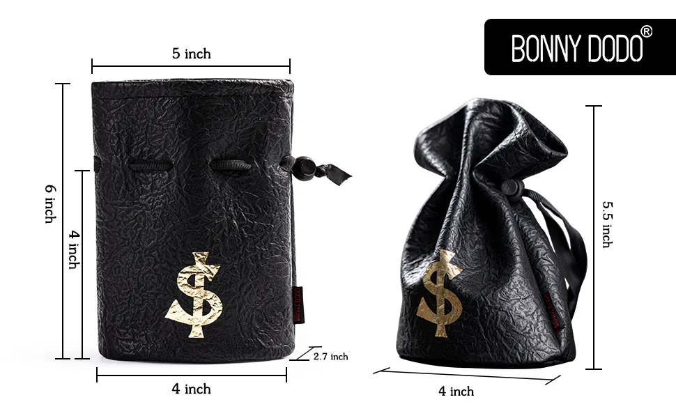 PU Leather Dice Bag Drawstring Bag Dice Pouch for D&D Dices, Coins,Game and Accessories BROWN - Palm Size