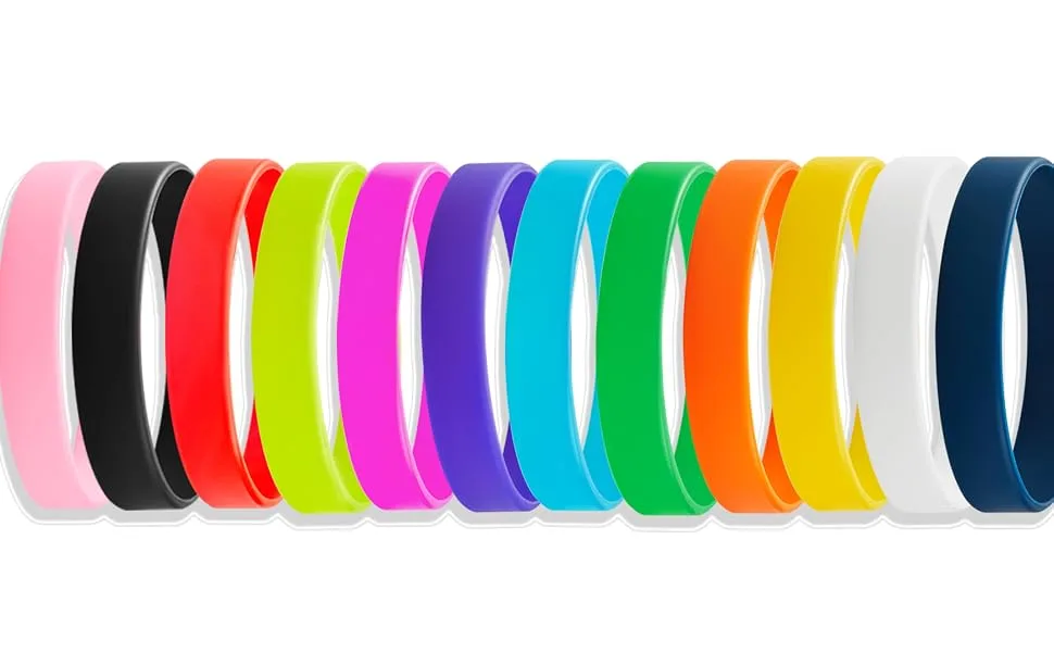 BRANDWINLITE Wholesale 6pcs/pack or 12pcs/pack Single Colors Blank Silicone Rubber Bracelets 6pcs/Black Adult/8 - main photo