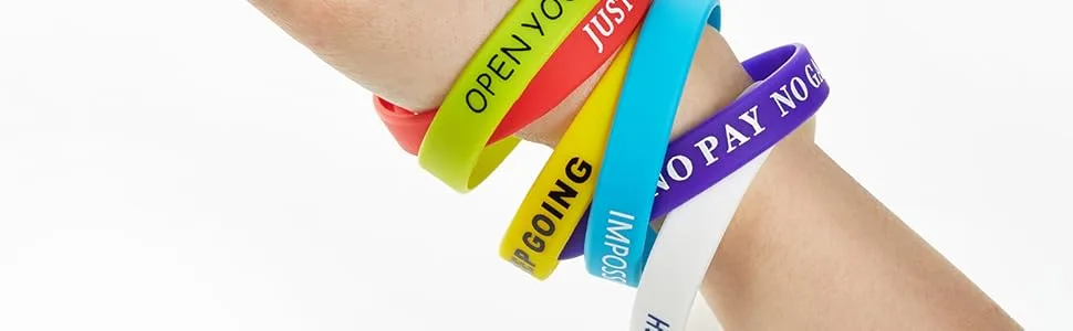 BRANDWINLITE Wholesale 6pcs/pack or 12pcs/pack Single Colors Blank Silicone Rubber Bracelets 6pcs/Black Adult/8 - Wearing
