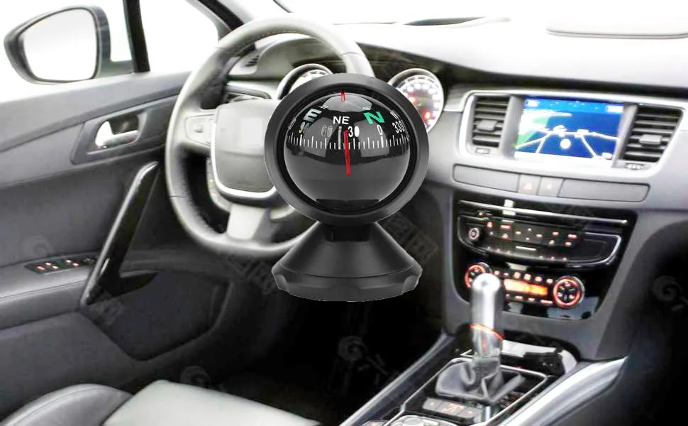 ciciglow Boat Compass, Car Caravan Truck Vehicle Compass Sea Marine Electronic Adjustable Mounting Bracket Fast Response and Precise NavigationBall Night Vision Compass - product information 2