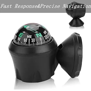 ciciglow Boat Compass, Car Caravan Truck Vehicle Compass Sea Marine Electronic Adjustable Mounting Bracket Fast Response and Precise NavigationBall Night Vision Compass - product information 3