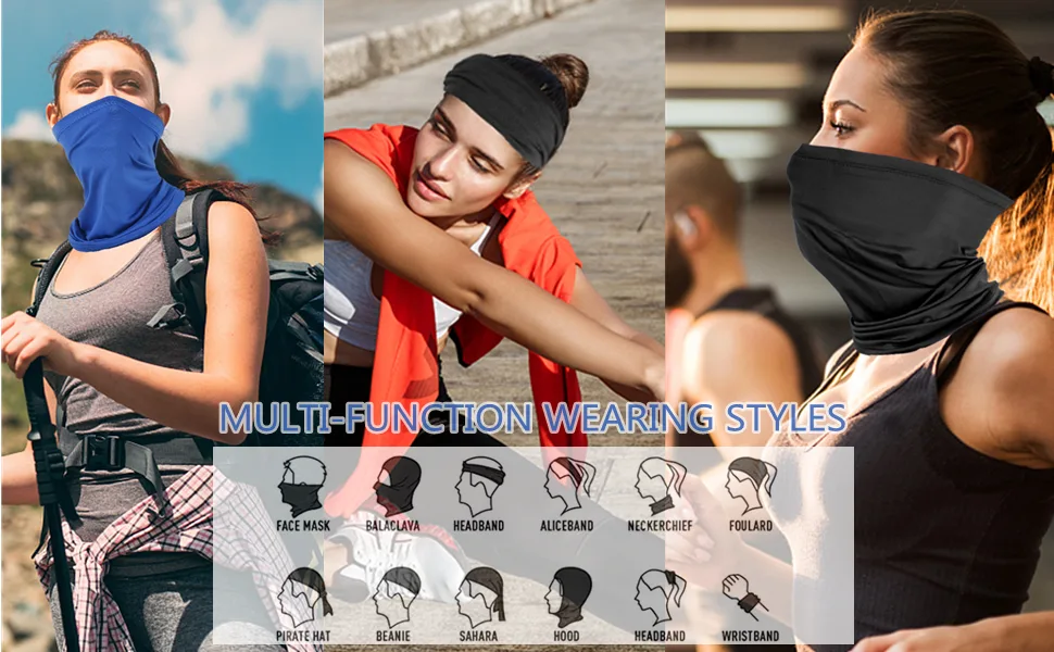 4 Pack Neck Gaiter Face Mask : Balaclava Mask & Bandana Headband for Men Women Blue&black&gray&dark Blue - Multifunction face mask
