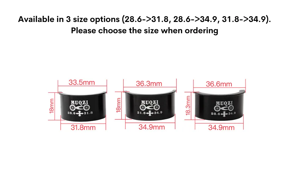 Front Derailleur Clamp Shim Spacer Adapter Kit, Various Size Options of 28.6 31.8 34.9 28.6-31.8 - product information 3