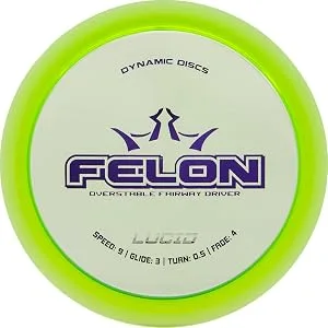 Dynamic Disc Lucid Felon Disc Golf Driver | Frisbee Golf Disc | Overstable Fairway Driver | Predictable Flights | Stamp Color Will Vary - Felon