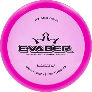 Dynamic Discs Lucid Evader Fairway Driver Disc Golf Disc | Controllable Speed and Excellent Glide | Easy-to-Throw Fairway Disc Golf Disc | 170g Plus | Stamp Color Will Vary Yellow - Evader