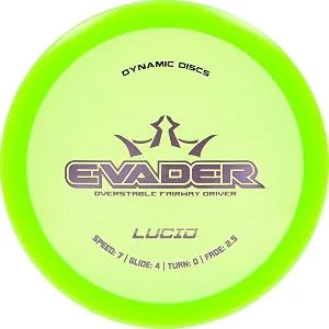 Dynamic Discs Lucid Evader Fairway Driver Disc Golf Disc | Controllable Speed and Excellent Glide | Easy-to-Throw Fairway Disc Golf Disc | 170g Plus | Stamp Color Will Vary Yellow - Evader