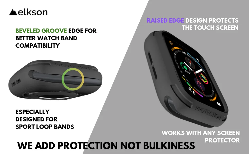 elkson Compatible with Apple Watch 44mm Bumper Case, Quattro Series Rugged Case for Apple Watch SE 2 and iWatch Series 6 5 4, Military Grade Durable Protective Cover, Flexible Shock Proof, White 44mm Black - Apple Watch 4 5 44mm Protective Case