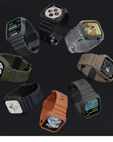 elkson Compatible with Apple Watch 44mm Bumper Case, Quattro Series Rugged Case for Apple Watch SE 2 and iWatch Series 6 5 4, Military Grade Durable Protective Cover, Flexible Shock Proof, White 44mm Black - Quattro Pro
