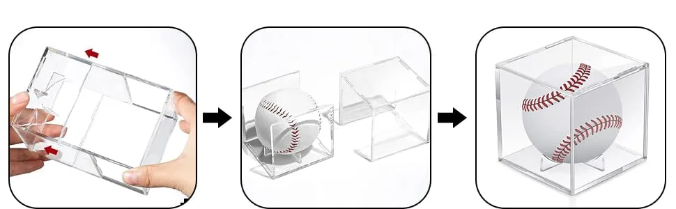 Acrylic Baseball Case for Display, UV Protected Baseball Display Cube, Autographed Baseball Clear Display Case, Baseball Display Case for Memorabilia Baseball (1) - Fits Official Size Ball
