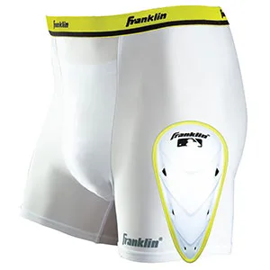 Franklin Sports-Youth Compression Short With Cup- Large/X-Large , White - baseball cup underwear youth, baseball cup youth, baseball padded sliding shorts youth, baseball