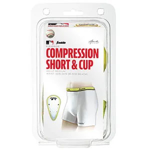 Franklin Sports-Youth Compression Short With Cup- Large/X-Large , White - baseball cup underwear youth, baseball cup youth, baseball padded sliding shorts youth, baseball