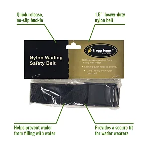 Frogg Toggs Wading Belt, Black, Adjustable - wading belt features