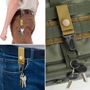 FRTKK Tactical Molle Key Ring Gear Key Keeper Nylon Belt Keychain Molle Webbing Key Clip Buckle for Belts Molle Bags Black - (Pack of 2) - product information 4