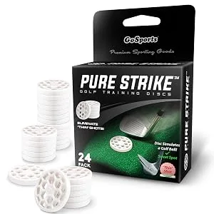 GoSports Golf Pure Strike Golf Training Discs 24 Pack - Eliminate Thin Shots, White - golf aids