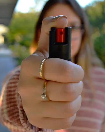 GUARD DOG SECURITY Quick Action Pepper Spray Keychain - Maximum Strength MC 1.44 - Pepper Spray Range up to 16 ft - Made in USA Light Pink - Pepper Spray for woman