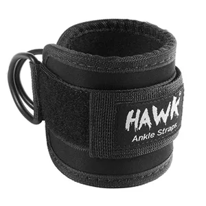 Ankle Straps for Cable Machines Padded Ankle Cuffs (Pair) - for Legs, Glutes, Abs and Hip Workouts Fits Women & Men - Fully Adjustable & Breathable Ankle Strap Set Black - HAWK Sports