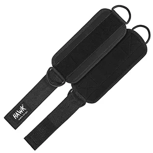 Ankle Straps for Cable Machines Padded Ankle Cuffs (Pair) - for Legs, Glutes, Abs and Hip Workouts Fits Women & Men - Fully Adjustable & Breathable Ankle Strap Set Black - HAWK Sports