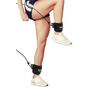 Ankle Straps for Cable Machines Padded Ankle Cuffs (Pair) - for Legs, Glutes, Abs and Hip Workouts Fits Women & Men - Fully Adjustable & Breathable Ankle Strap Set Black - HAWK Sports