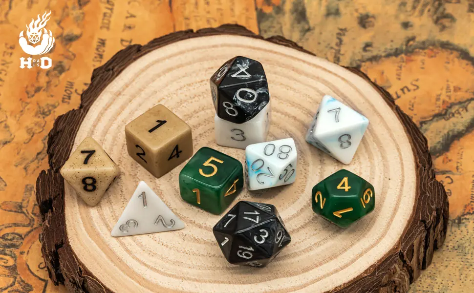 HDdais Polyhedral DND Dice Sets, 7-Die Green D&D Dice for Dungeons and Dragons Pathfinder RPG MTG Table Gaming Dice,Jade Dice (Green) - product information 1