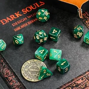 HDdais Polyhedral DND Dice Sets, 7-Die Green D&D Dice for Dungeons and Dragons Pathfinder RPG MTG Table Gaming Dice,Jade Dice (Green) - product information 2