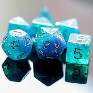 HDdais Polyhedral DND Dice Sets, 7-Die Green D&D Dice for Dungeons and Dragons Pathfinder RPG MTG Table Gaming Dice,Jade Dice (Green) - product information 3
