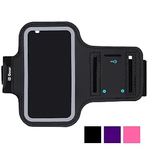 i2 Gear Running Exercise Armband for iPod Touch 7th, 6th and 5th Generation MP3 Players and Phones with Reflective Border and Key Holder (Black) - i2 gear armband holder running exercise